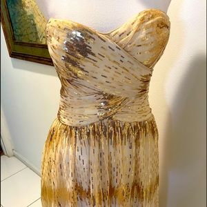 Roberta Strapless Ballroom Gown Golden Sequins 7/8